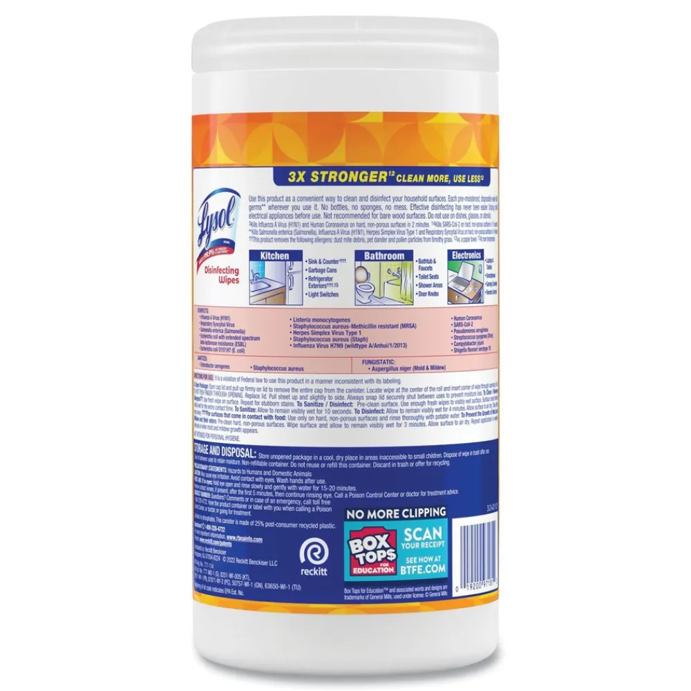 Hot 7 in. x 7.25 in. 1-Ply Disinfecting Wipes - Mango and Hibiscus/White Cleaning & Janitorial Supplies