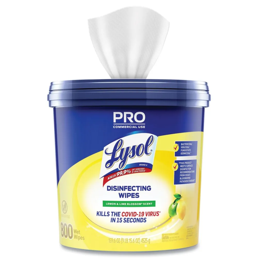 Outlet 6 in. x 8 in. 1-Ply Professional Disinfecting Wipe Bucket - Lemon and Lime Blossom White Cleaning & Janitorial Supplies