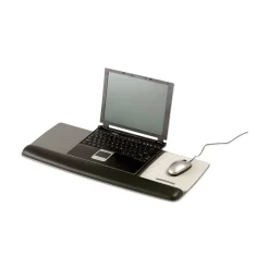 Best 25.5 in. x 10.6 in. Antimicrobial Gel Mouse Pad/Keyboard Wrist Rest Platform - Black/Silver Mouse Pads & Wrist Support