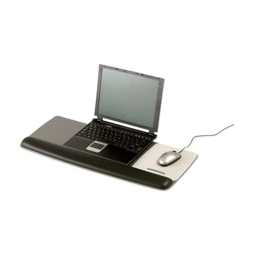 Best 25.5 in. x 10.6 in. Antimicrobial Gel Mouse Pad/Keyboard Wrist Rest Platform - Black/Silver Mouse Pads & Wrist Support