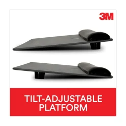 Best 25.5 in. x 10.6 in. Antimicrobial Gel Mouse Pad/Keyboard Wrist Rest Platform - Black/Silver Mouse Pads & Wrist Support