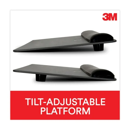Best 25.5 in. x 10.6 in. Antimicrobial Gel Mouse Pad/Keyboard Wrist Rest Platform - Black/Silver Mouse Pads & Wrist Support