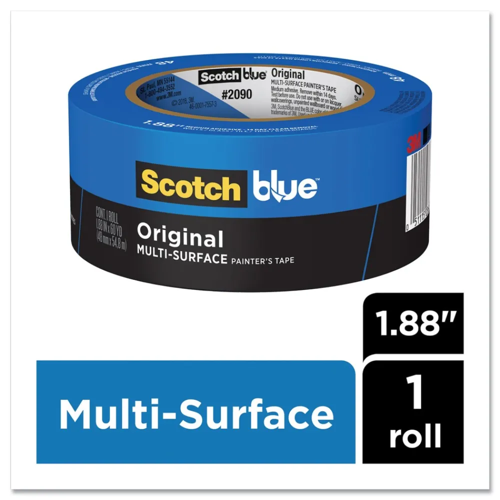 Hot 2 in. x 60 yds 3 in. Core Original Multi-Surface Painter's Tape - Blue (1-Roll) Mailing, Packing & Shipping