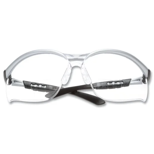 Clearance BX Molded-In 2.0plus Diopter Strength Safety Glasses - Silver/Black Frame, Clear Lens Eye Protection