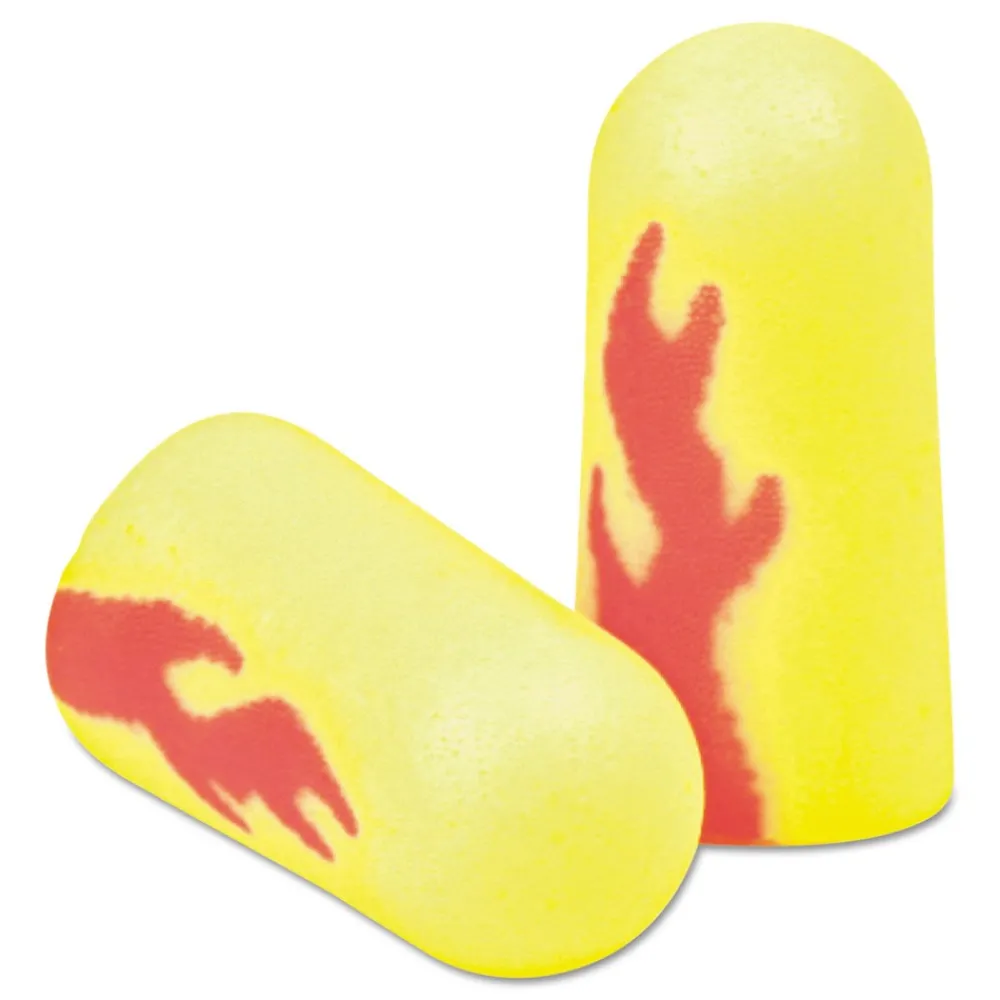 E A Rsoft Blasts Uncorded Foam Earplugs - Yellow Neon/Red Flame (200/Box) Ear Protection