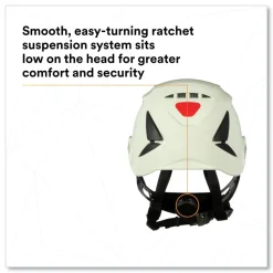 Best SecureFit X5000 Series Vented 6-Point Pressure Diffusion Ratchet Suspension Safety Helmet - White Protective Head Gear