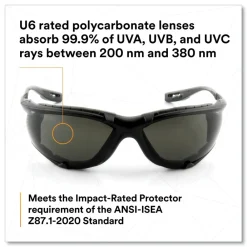 Discount Virtua CCS Protective Eyewear with Foam Gasket - Black/Gray Plastic Frame Gray Polycarbonate Lens Eye Protection