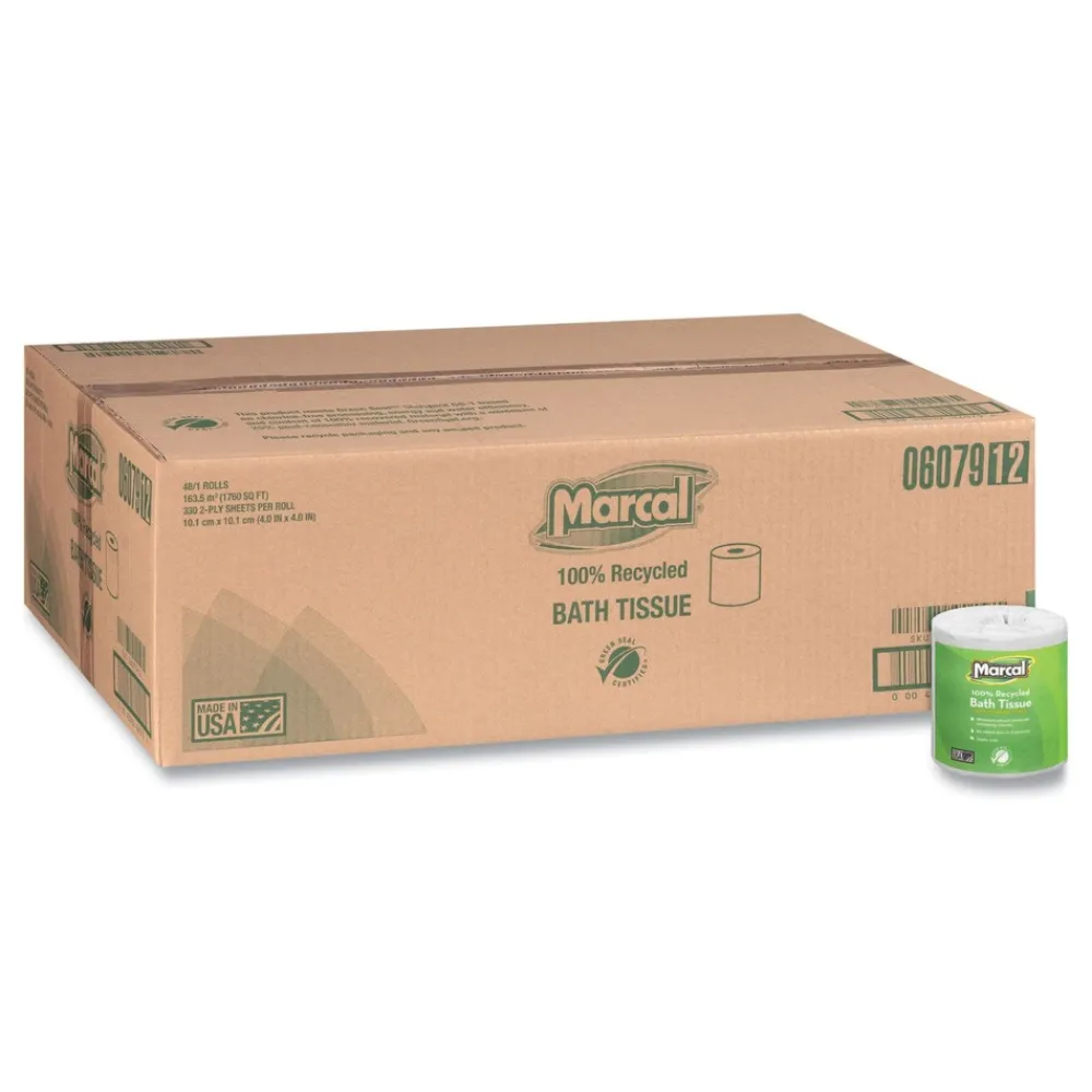 Discount 2 Ply 100% Recycled Septic Safe Bath Tissues - White (48/Carton) Paper & Dispensers