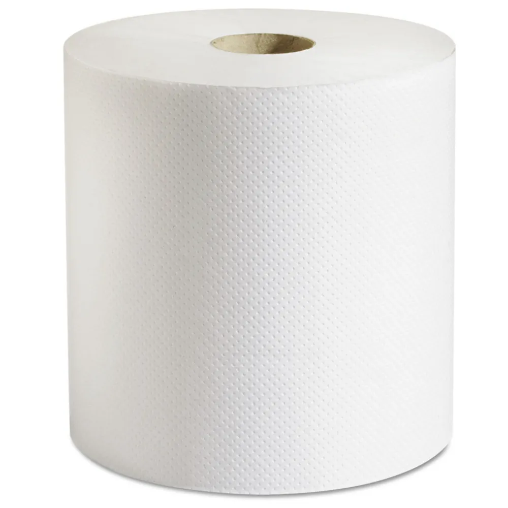 7.88 in. x 800 ft. 1-Ply 100 Percent Recycled Hardwound Roll Paper Towels - White (6/Carton) Paper & Dispensers