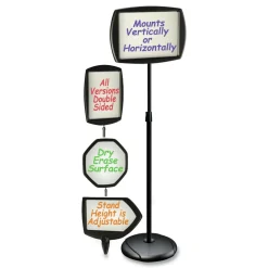 Outlet 15 in. x 11 in. Board 66 in. High Steel Frame Floor Stand Rectangle Sign Holder - White/Black Office Presentation Supplies