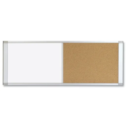 Clearance 36 in. x 18 in. Cubicle Workstation Magnetic Dry Erase/Bulletin Board Combo - Tan/White Surface/Satin Aluminum Frame Office Presentation Supplies