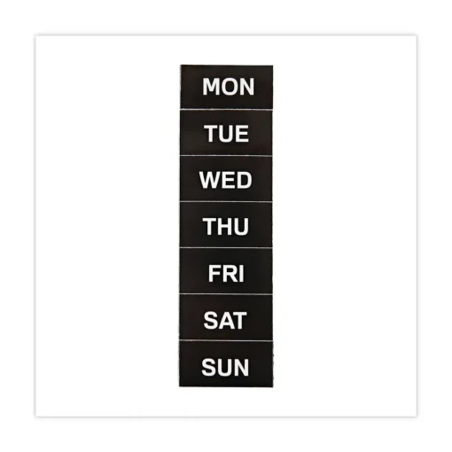 Sale 2 in. x 1 in. Days of Week Interchangeable Magnetic Board Accessories - Black/White (7/Pack) Office Presentation Supplies