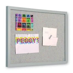 New 24 in. x 18 in. Designer Fabric Bulletin Board - Gray Fabric/Gray Frame Mailing, Packing & Shipping