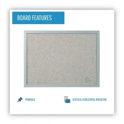 New 24 in. x 18 in. Designer Fabric Bulletin Board - Gray Fabric/Gray Frame Mailing, Packing & Shipping