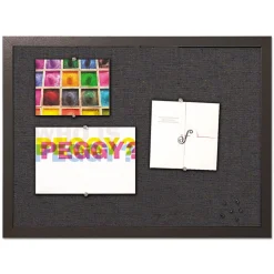 Clearance 24 in. x 18 in. Designer Fabric Bulletin Board - Black Office Presentation Supplies