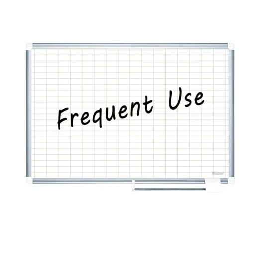 New 36 in. x 24 in. Gridded Magnetic Steel Dry Erase Project Planning Board - White Surface, Satin Aluminum Frame Office Presentation Supplies