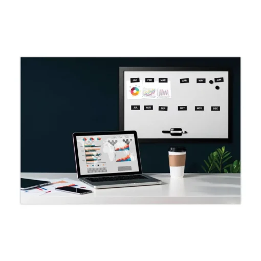 Hot 2 in. x 1 in. Months of Year Interchangeable Magnetic Board Accessories - Black/White (12/Pack) Office Presentation Supplies