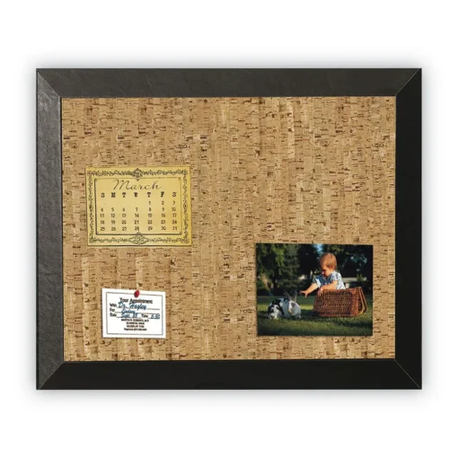 Outlet 24 in. x 18 in. Natural Cork Bulletin Board - Tan Surface/Black Wood Frame Office Presentation Supplies