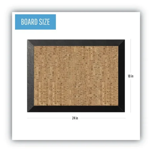 Outlet 24 in. x 18 in. Natural Cork Bulletin Board - Tan Surface/Black Wood Frame Office Presentation Supplies