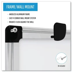 Hot 36 in. x 48 in. Porcelain Value Dry Erase Board - White Surface/Satin Aluminum Frame Office Presentation Supplies