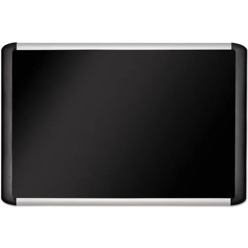Online 36 in. x 24 in. Soft-Touch Bulletin Board - Black Fabric Surface, Black Aluminum Frame Office Presentation Supplies