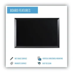 Discount 36 in. x 24 in. Wood Frame Kamashi Wet-Erase Board - Black Office Presentation Supplies