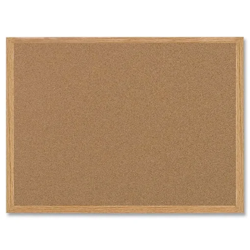 New 36 in. x 24 in. Wood Frame Earth Cork Board - Tan/Oak Office Presentation Supplies