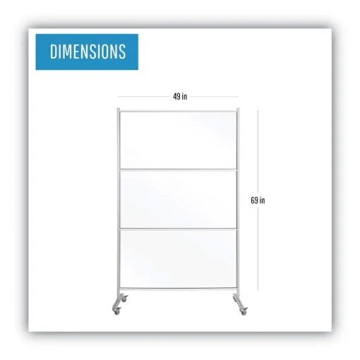 Discount 49 in. x 22 in. x 69 in. Protector Series Mobile Glass Panel Divider - Clear/Aluminum Office Furniture & Lighting