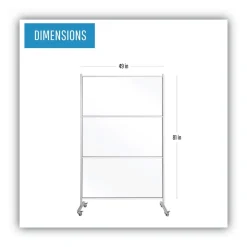 49 in. x 22 in. x 81 in. Protector Series Mobile Glass Panel Divider - Clear/Aluminum Office Furniture & Lighting