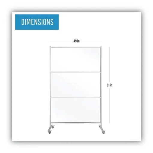 49 in. x 22 in. x 81 in. Protector Series Mobile Glass Panel Divider - Clear/Aluminum Office Furniture & Lighting