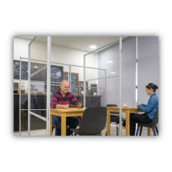 49 in. x 22 in. x 81 in. Protector Series Mobile Glass Panel Divider - Clear/Aluminum Office Furniture & Lighting