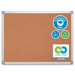 Discount Earth 24 in. x 18 in. Cork Board - Tan Surface/Satin Aluminum Frame Office Presentation Supplies