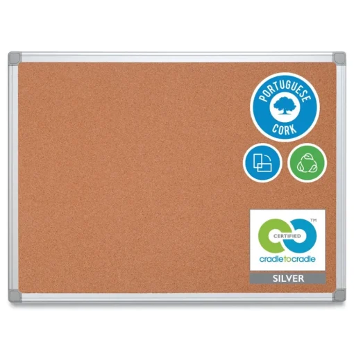 Discount Earth 24 in. x 18 in. Cork Board - Tan Surface/Satin Aluminum Frame Office Presentation Supplies
