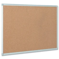 Discount Earth 24 in. x 18 in. Cork Board - Tan Surface/Satin Aluminum Frame Office Presentation Supplies
