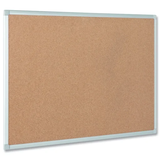 Discount Earth 24 in. x 18 in. Cork Board - Tan Surface/Satin Aluminum Frame Office Presentation Supplies