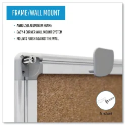 Discount Earth 24 in. x 18 in. Cork Board - Tan Surface/Satin Aluminum Frame Office Presentation Supplies