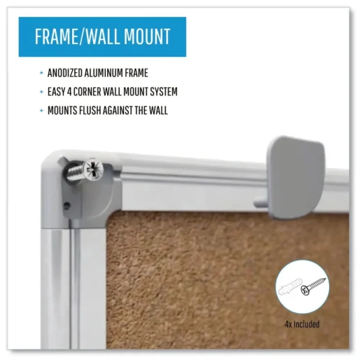 Discount Earth 24 in. x 18 in. Cork Board - Tan Surface/Satin Aluminum Frame Office Presentation Supplies