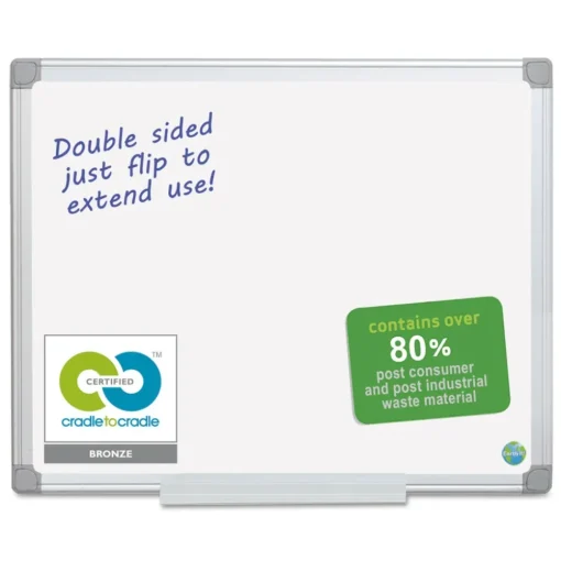 Best Earth Silver 36 in. x 24 in. Easy Clean Dry Erase Boards - White Surface/Satin Aluminum Frame Office Presentation Supplies