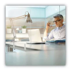 New GL0801393 Protector Series 47.2 in. x 0.16 in. x 35.4 in. Frameless Glass Desktop Divider - Clear/Aluminum (1/Carton) Office Furniture & Lighting