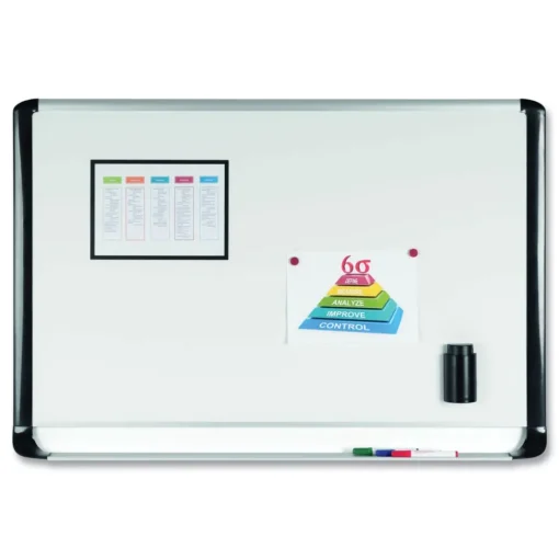 Outlet Gold Ultra 48 in. x 36 in. Aluminum Frame Magnetic Dry Erase Board - White/Black Office Presentation Supplies