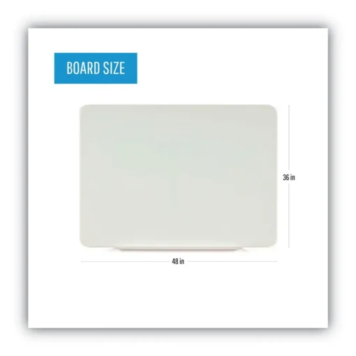 Clearance Lago 48 in. x 36 in. Magnetic Glass Dry Erase Board - Opaque White Office Presentation Supplies