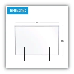 New Protector Series 40.9 in. x 0.16 in. x 27.6 in. Glass Aluminum Desktop Divider - Clear (1/Carton) Office Furniture & Lighting