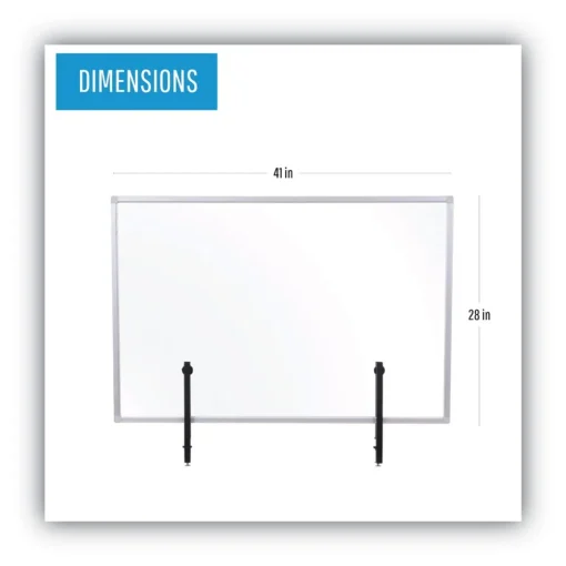 New Protector Series 40.9 in. x 0.16 in. x 27.6 in. Glass Aluminum Desktop Divider - Clear (1/Carton) Office Furniture & Lighting