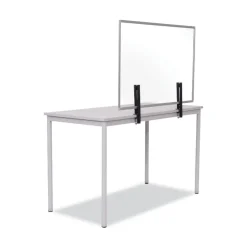 New Protector Series 40.9 in. x 0.16 in. x 27.6 in. Glass Aluminum Desktop Divider - Clear (1/Carton) Office Furniture & Lighting
