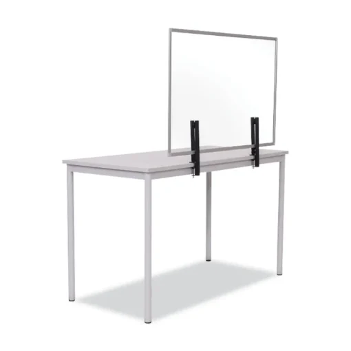 New Protector Series 40.9 in. x 0.16 in. x 27.6 in. Glass Aluminum Desktop Divider - Clear (1/Carton) Office Furniture & Lighting