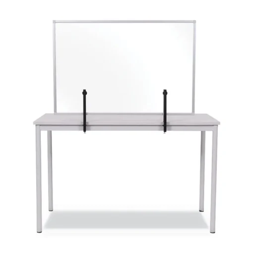 New Protector Series 40.9 in. x 0.16 in. x 27.6 in. Glass Aluminum Desktop Divider - Clear (1/Carton) Office Furniture & Lighting