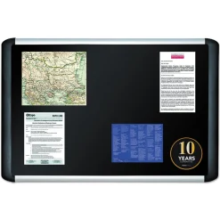 Discount SoftTouch 48 in. x 36 in. Aluminum Frame Fabric Surface Bulletin Board - Black Office Presentation Supplies