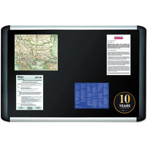 Discount SoftTouch 48 in. x 36 in. Aluminum Frame Fabric Surface Bulletin Board - Black Office Presentation Supplies
