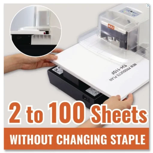 100-Sheet Capacity Professional Heavy Duty Flat Clinch Stapler - Gray Office Staplers & Punches