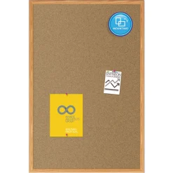 48 in. x 36 in. Economy Cork Board with Oak Frame - Tan Surface/Oak Finished Fiberboard (MDF) Frame Office Presentation Supplies